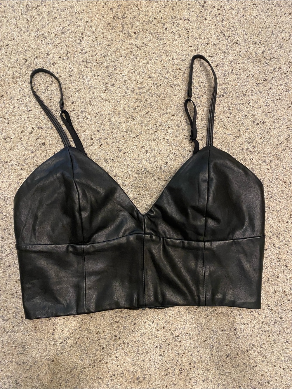 Talula Black Faux Leather Bralette